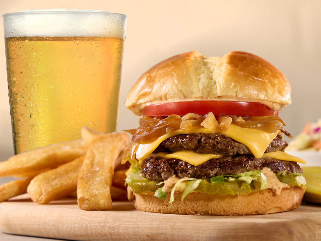 A TooJay's Burger, Fries, and Beer